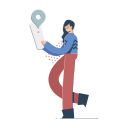 location, woman, pin, marker, destination, navigation