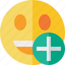 add, emoticon, emotion, face, laugh, smile