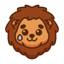 lion, emoji, cry, sad, emoticon