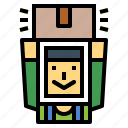 box, delivery, man, package, shipping