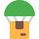 parachute, box, shipping, delivery